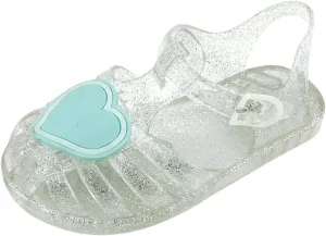 Girls Kids ink Heart Jelly Sandals Baby Girls Flat Soft Closed Toe Wide Summer Shoes Casual Comfy Slip On Children