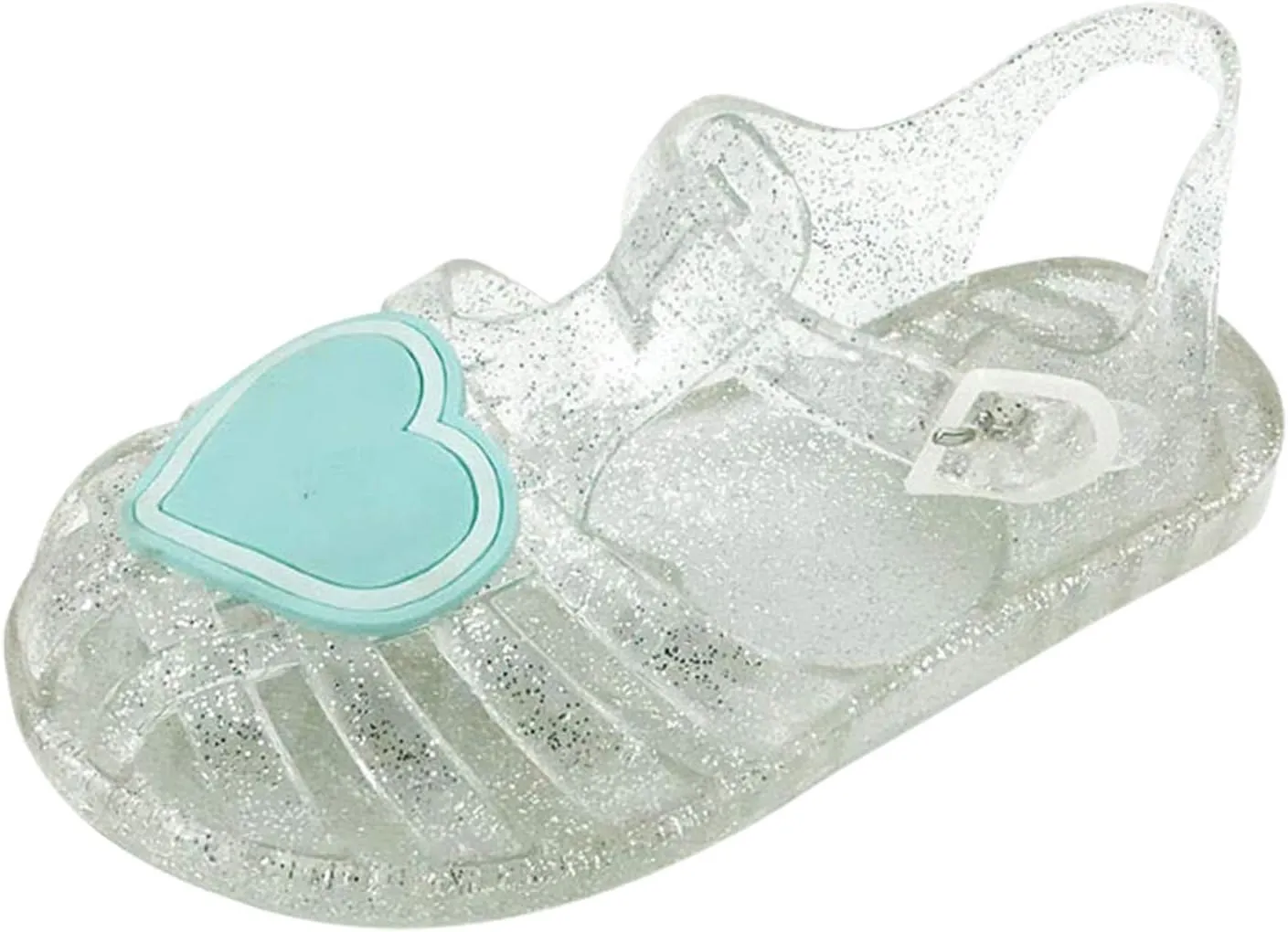 Girls Kids ink Heart Jelly Sandals Baby Girls Flat Soft Closed Toe Wide Summer Shoes Casual Comfy Slip On Children