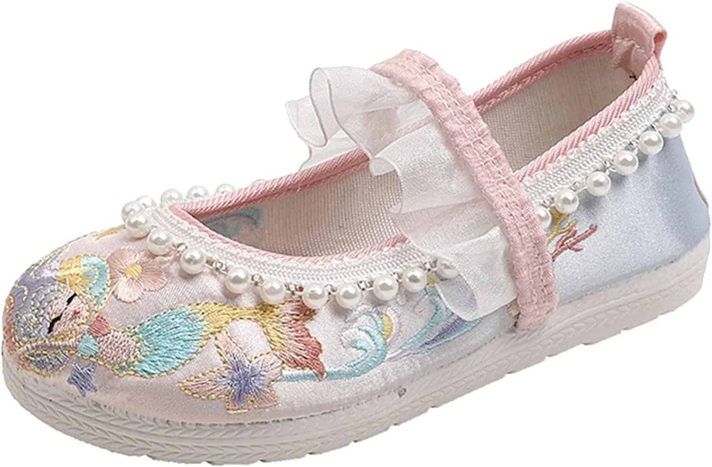 Girls Kids Pearl Princess Shoes Toddler Flat Wide Cr𝐢b Sandals Summer Outdoor Dress Loafers Cute Ankle Trendy Shoes