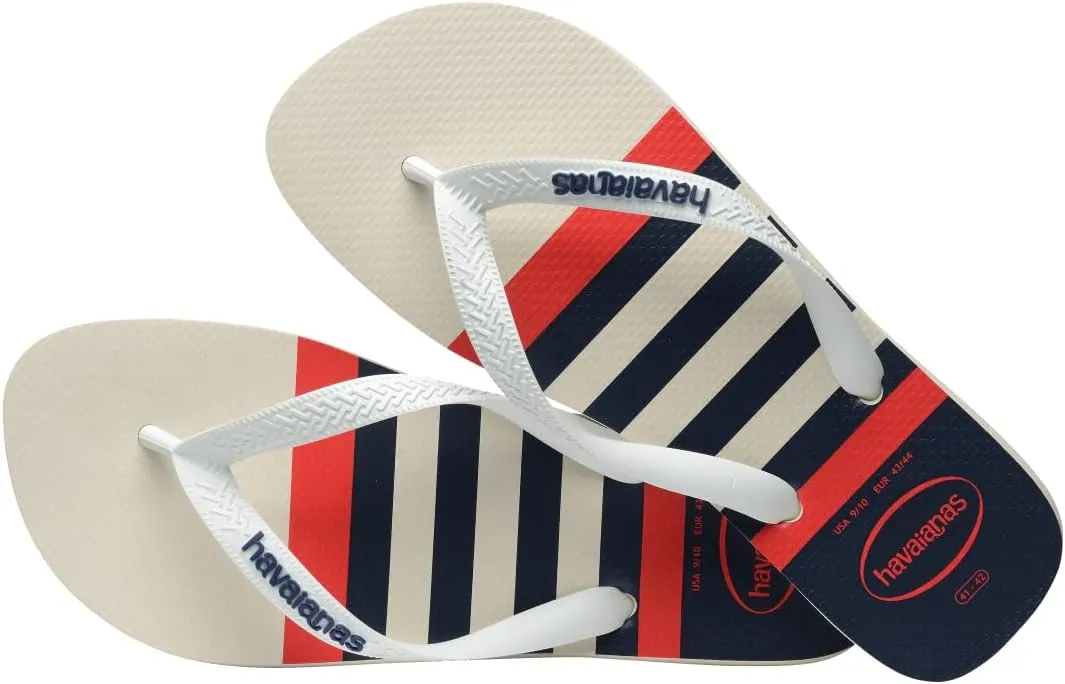 havaianas Men's Top Nautical Sandal White/Navy Blue Flip-Flop