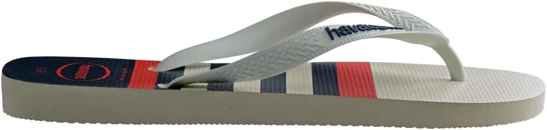 havaianas Men's Top Nautical Sandal White/Navy Blue Flip-Flop