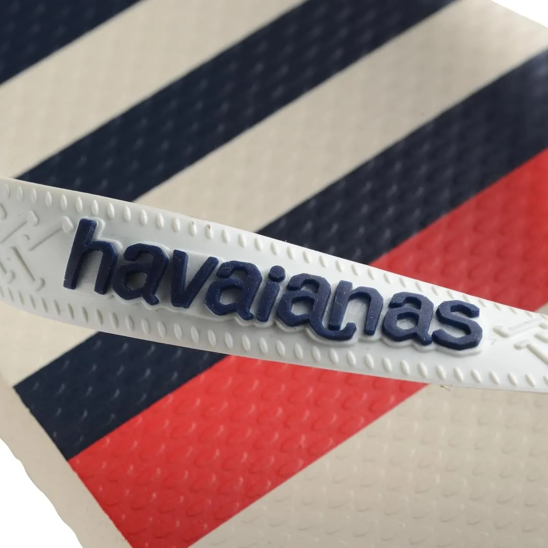 havaianas Men's Top Nautical Sandal White/Navy Blue Flip-Flop