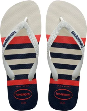 havaianas Men's Top Nautical Sandal White/Navy Blue Flip-Flop