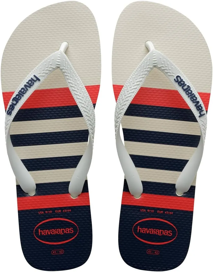 havaianas Men's Top Nautical Sandal White/Navy Blue Flip-Flop