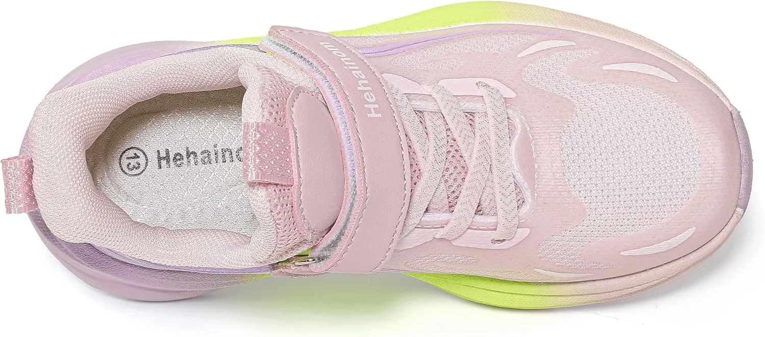 Hehainom Girls Kids Sneaker Boys Girls Running Tennis Shoes Sparkle Lightweight Breathable Sport Athletic Girls Shoes