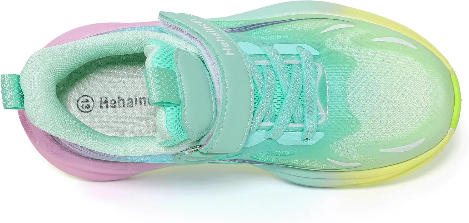 Hehainom Girls Kids Sneaker Boys Girls Running Tennis Shoes Sparkle Lightweight Breathable Sport Athletic Girls Shoes