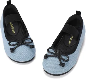Hehainom Toddler Girls Dress Shoes Flower Girl Toddler Flats Wedding Church Party Bow Little Kids Mary Jane Shoes