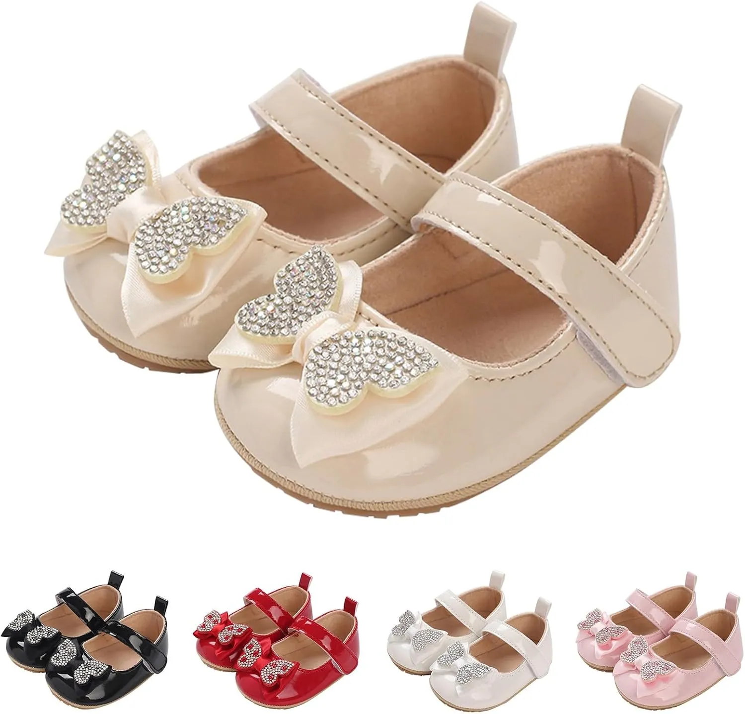 Infant Baby Girls Soft Sole Bowknot Wedding Dress Mary Jane Prewalker Newborn Light Baby Sneaker Shoes