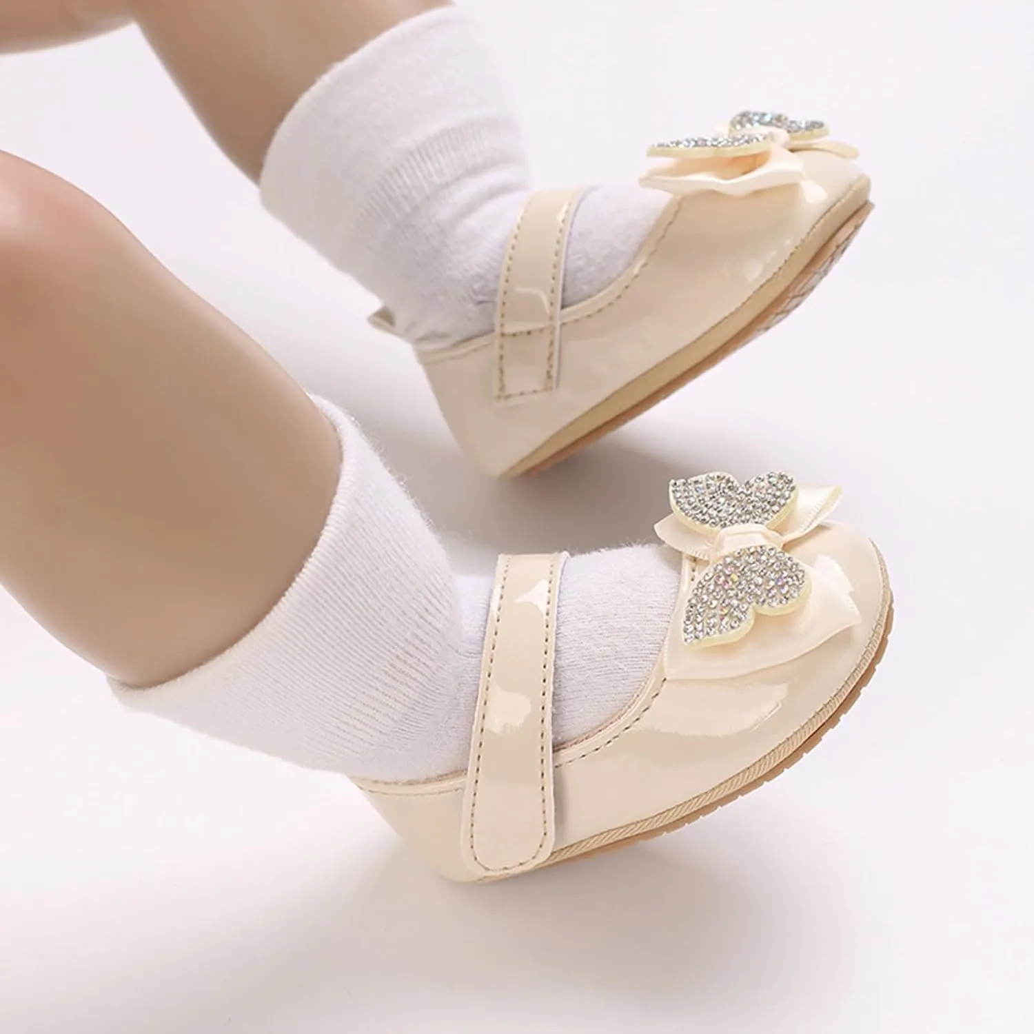 Infant Baby Girls Soft Sole Bowknot Wedding Dress Mary Jane Prewalker Newborn Light Baby Sneaker Shoes