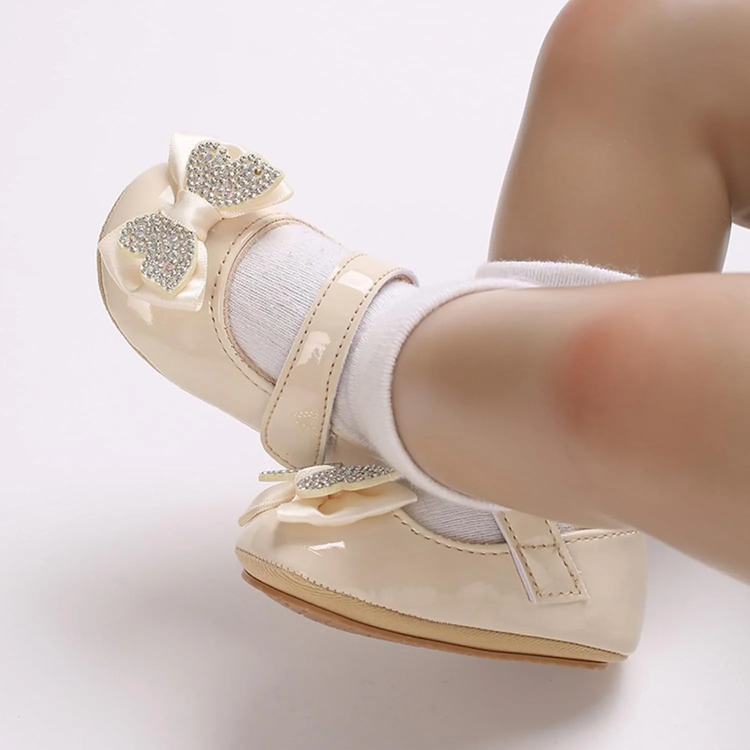 Infant Baby Girls Soft Sole Bowknot Wedding Dress Mary Jane Prewalker Newborn Light Baby Sneaker Shoes