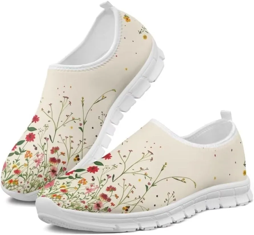 Jeiento Breathable Mesh Walking Shoes for Women Slip-On Loafers Outdoor Running Sneaker Comfort Footwear Trainers Mesh Shoes Walking Flat Shoes