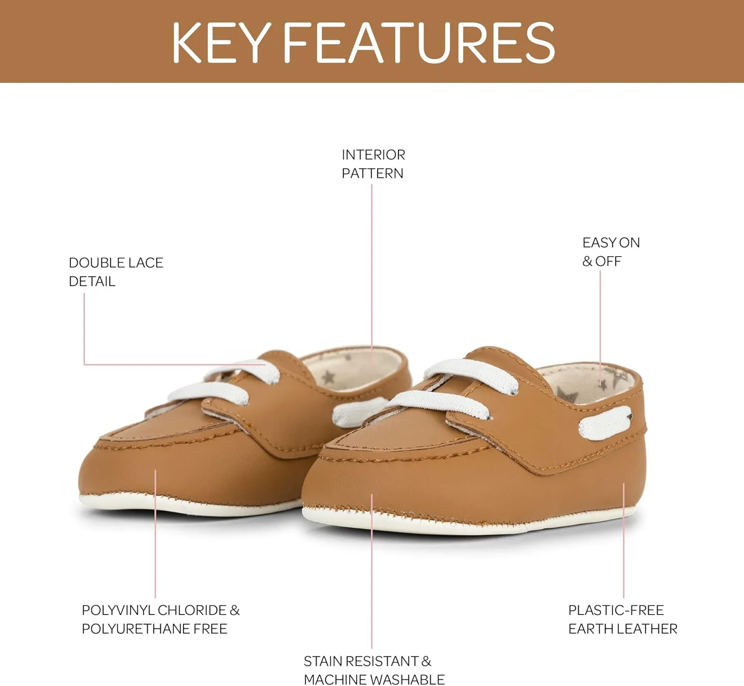 JuJuBe Boat Shoes for Babies & Infants - Machine Washable Vegan Leather Nautical Slip-Ons