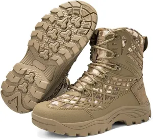 Kervaky Men's military boots, men's tactical boots, breathable and anti slip men's boots, high top shoes, hiking boots, combat boots