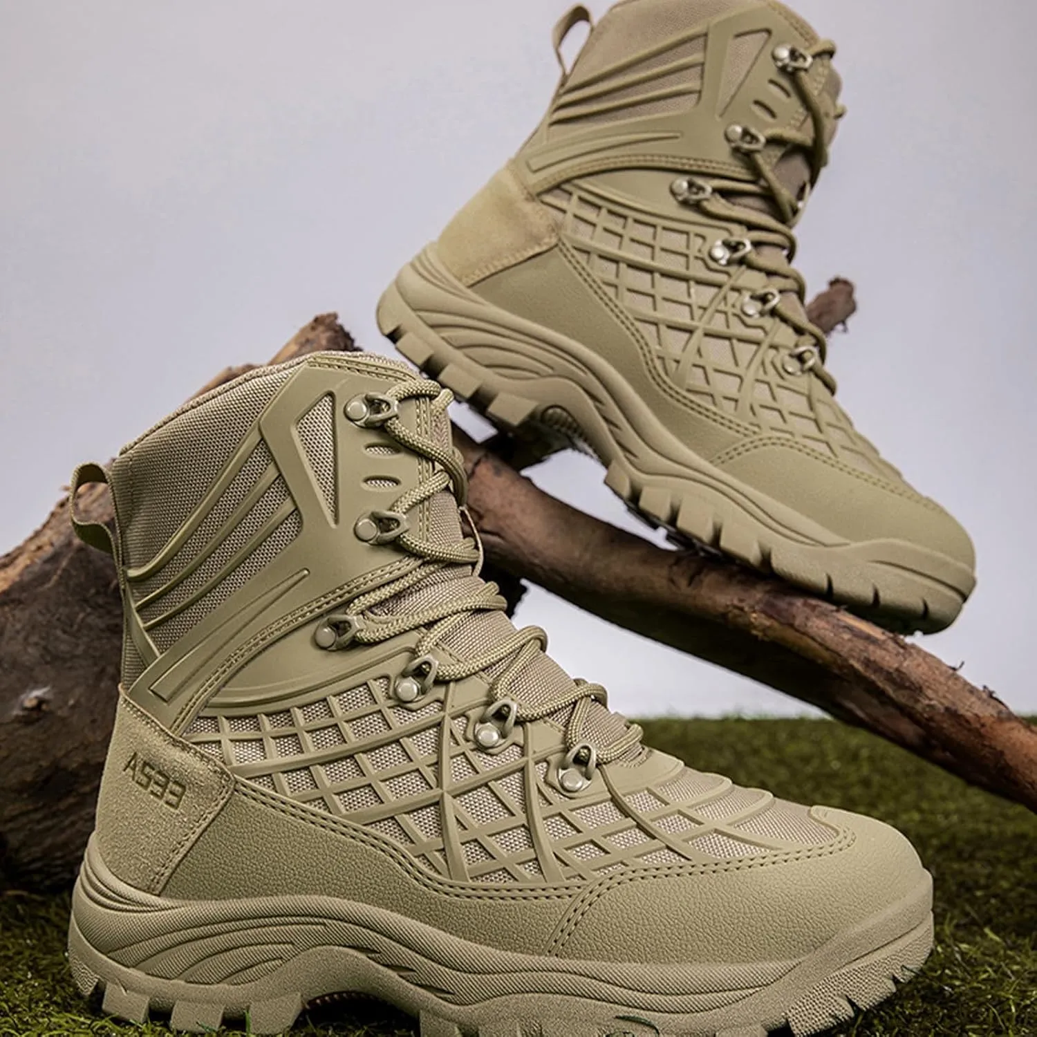 Kervaky Men's military boots, men's tactical boots, breathable and anti slip men's boots, high top shoes, hiking boots, combat boots
