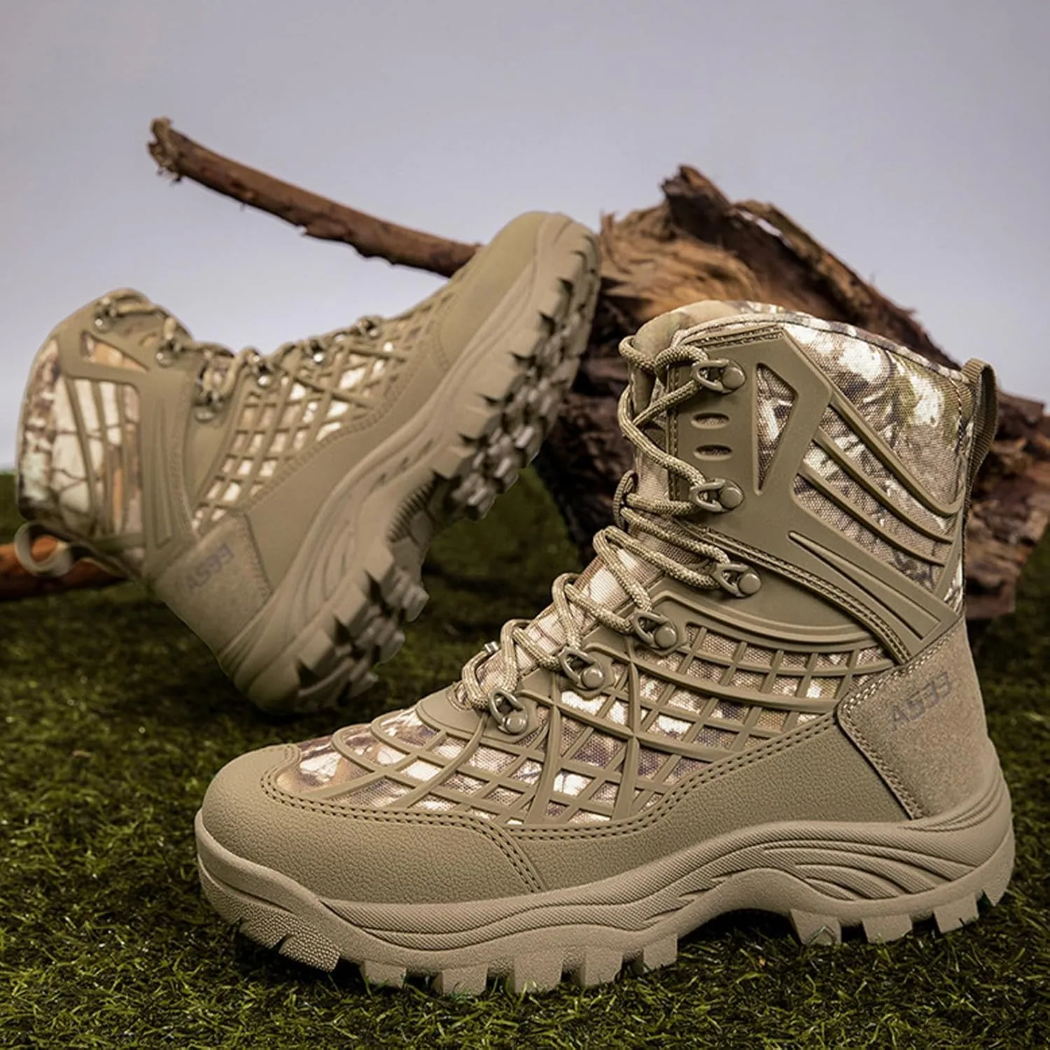 Kervaky Men's military boots, men's tactical boots, breathable and anti slip men's boots, high top shoes, hiking boots, combat boots
