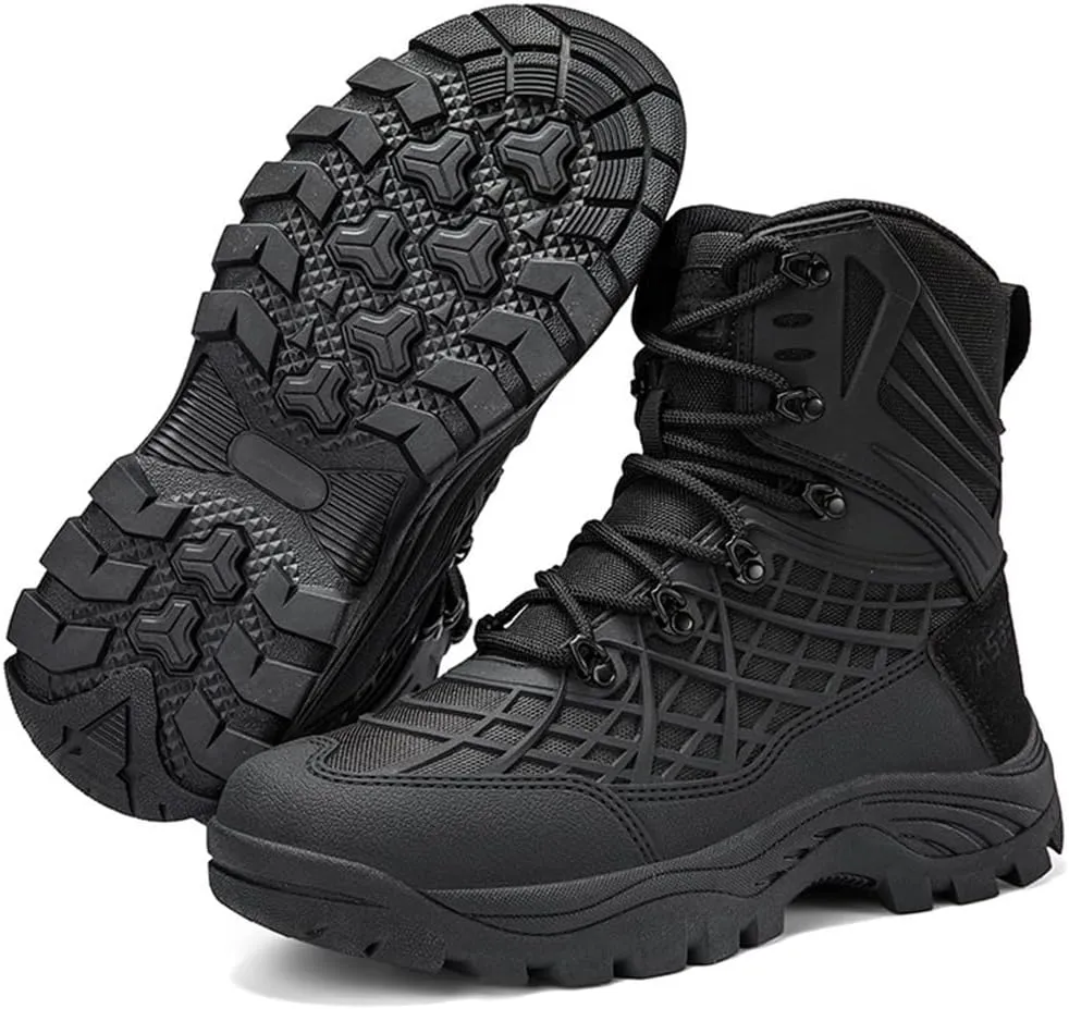Kervaky Men's military boots, men's tactical boots, breathable and anti slip men's boots, high top shoes, hiking boots, combat boots