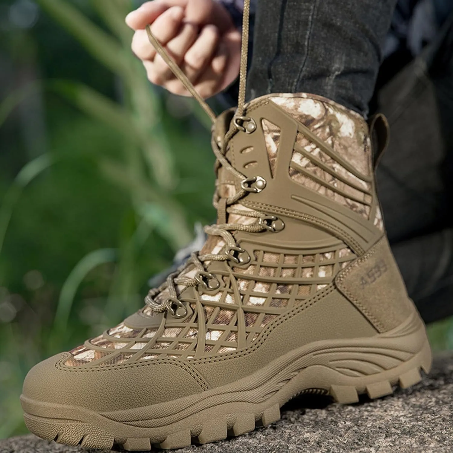 Kervaky Men's military boots, men's tactical boots, breathable and anti slip men's boots, high top shoes, hiking boots, combat boots