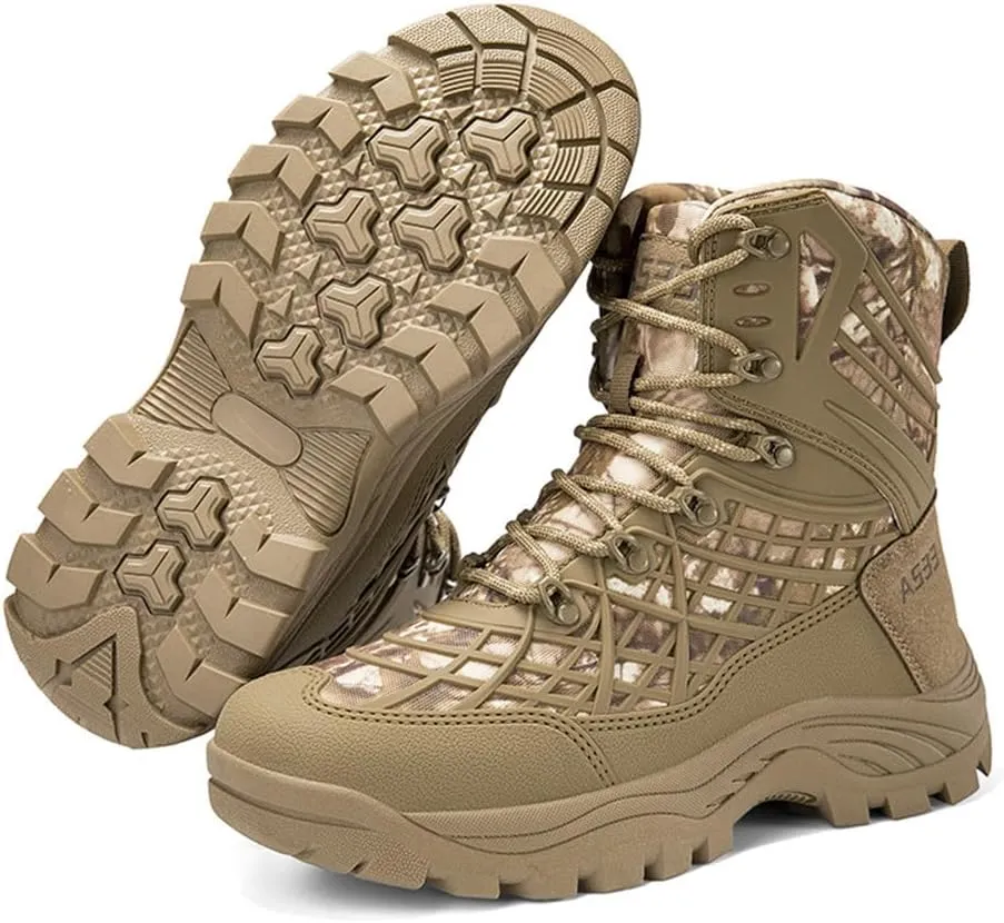 Kervaky Men's military boots, men's tactical boots, breathable and anti slip men's boots, high top shoes, hiking boots, combat boots