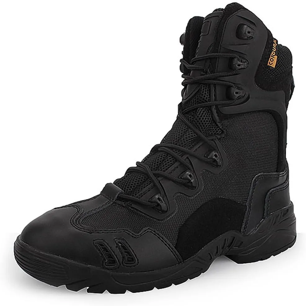 Kervaky Men's tactical boots, high top combat boots, waterproof and breathable, side zippered hiking boots, desert boots