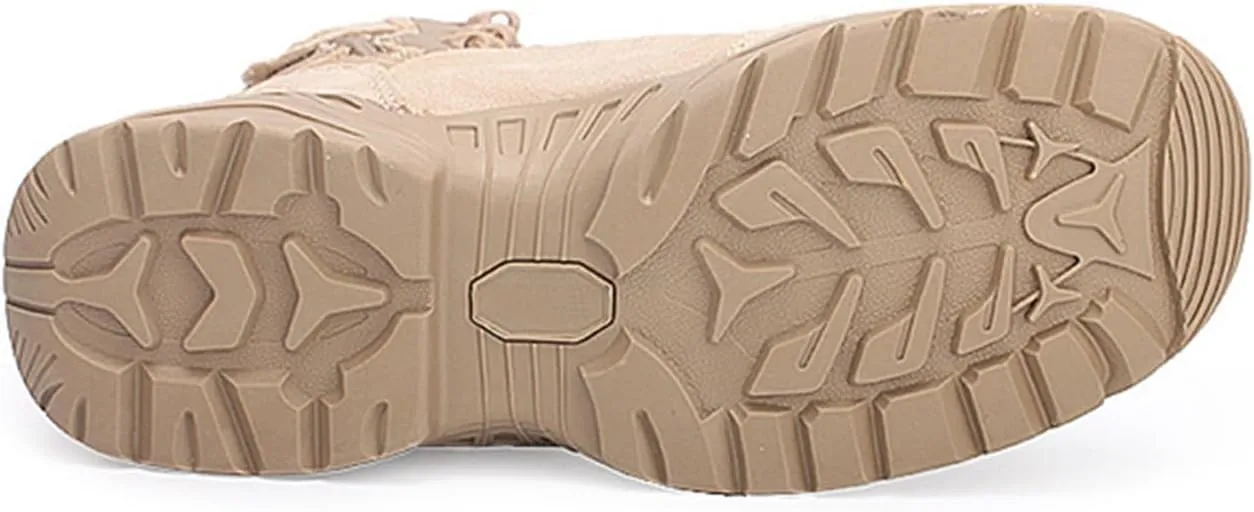 Kervaky Men's tactical boots, high top combat boots, waterproof and breathable, side zippered hiking boots, desert boots