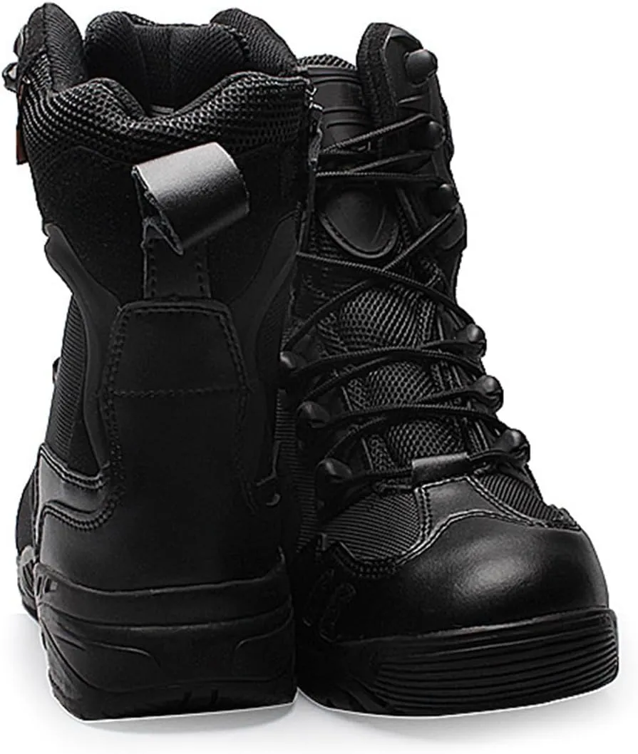 Kervaky Men's tactical boots, high top combat boots, waterproof and breathable, side zippered hiking boots, desert boots