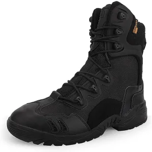 Kervaky Men's tactical boots, high top combat boots, waterproof and breathable, side zippered hiking boots, desert boots