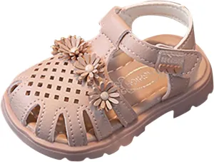 Kids Closed Toe Flower Sandals With Strap Rubber Sole 𝗟ow Heels Soft Beach Shoes Toddler Summer Outdoor Pool Loafers