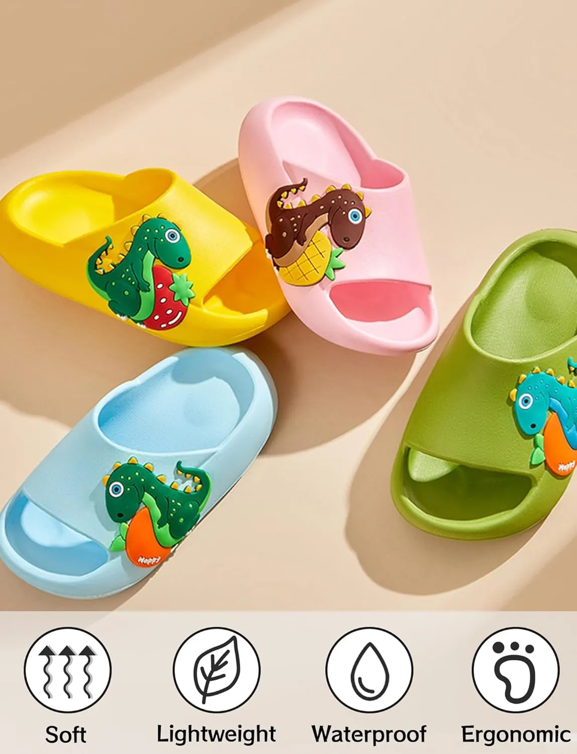 Kids Cloud Slide Boys Girls Bathroom Shower Sandals Dinosaur Beach/Pool/Shower Slides Summer Non Slip Bath Slippers
