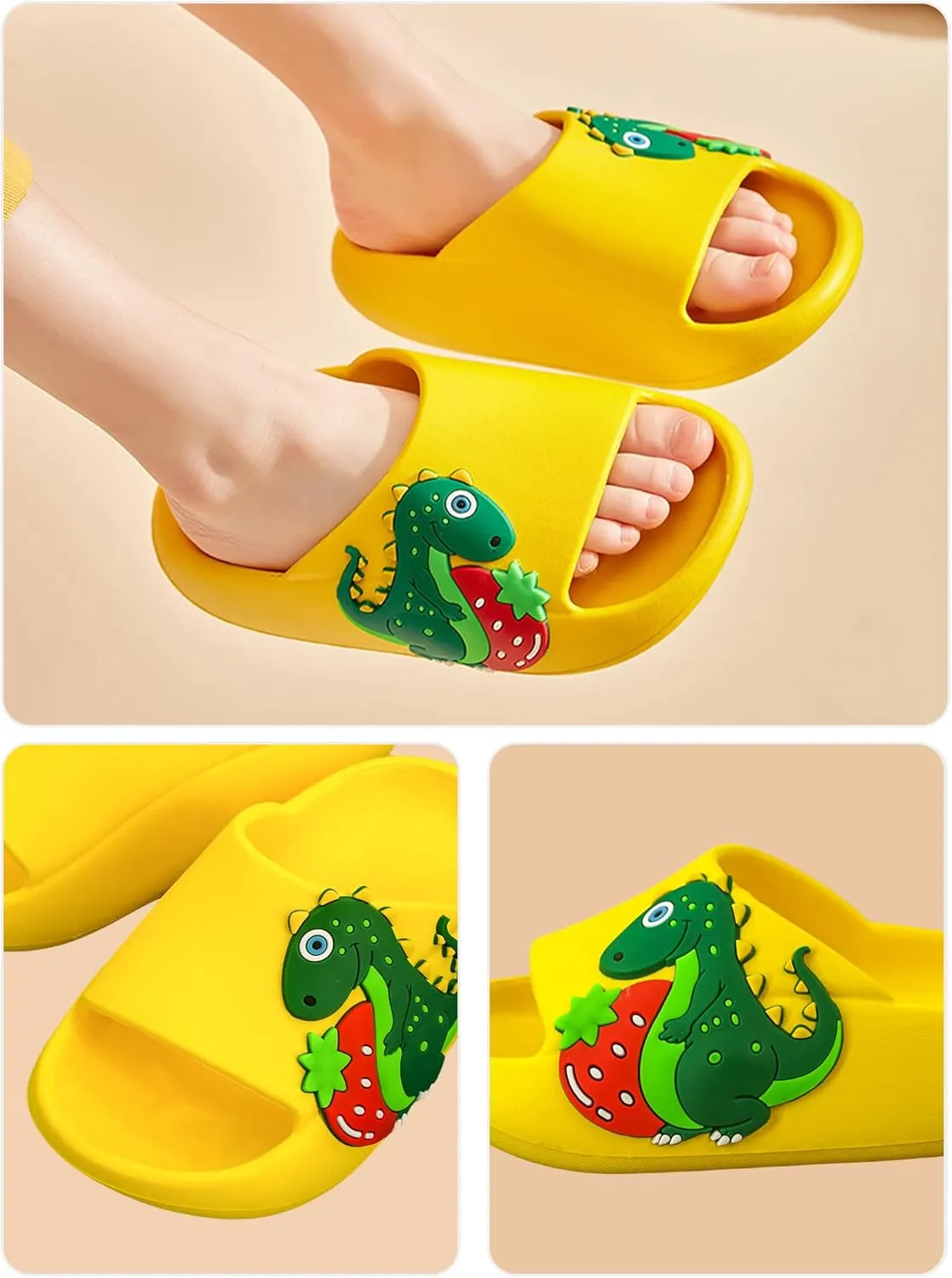 Kids Cloud Slide Boys Girls Bathroom Shower Sandals Dinosaur Beach/Pool/Shower Slides Summer Non Slip Bath Slippers