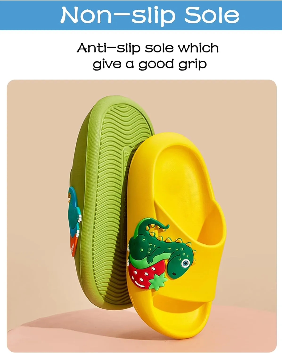 Kids Cloud Slide Boys Girls Bathroom Shower Sandals Dinosaur Beach/Pool/Shower Slides Summer Non Slip Bath Slippers