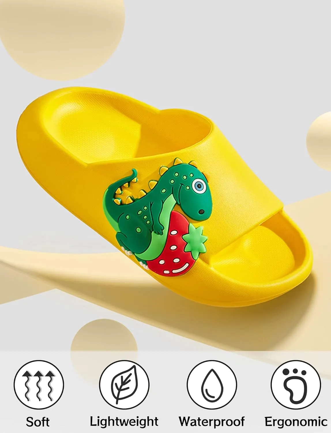 Kids Cloud Slide Boys Girls Bathroom Shower Sandals Dinosaur Beach/Pool/Shower Slides Summer Non Slip Bath Slippers