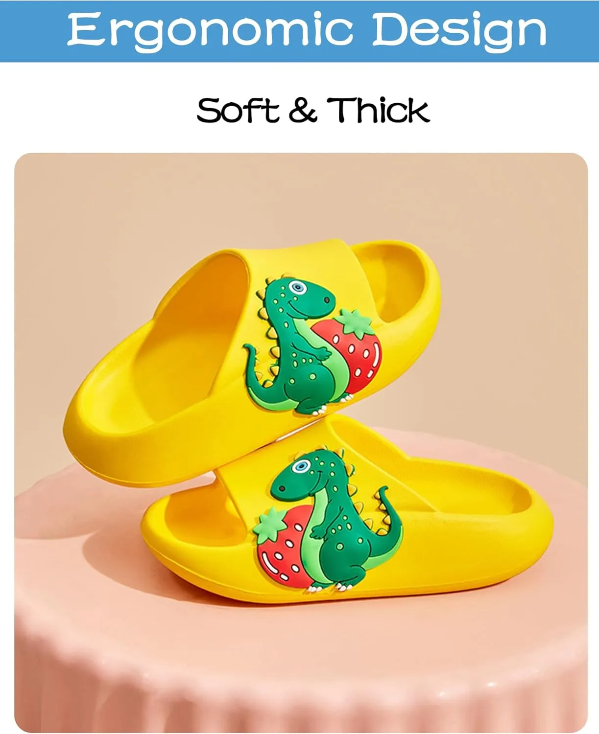 Kids Cloud Slide Boys Girls Bathroom Shower Sandals Dinosaur Beach/Pool/Shower Slides Summer Non Slip Bath Slippers
