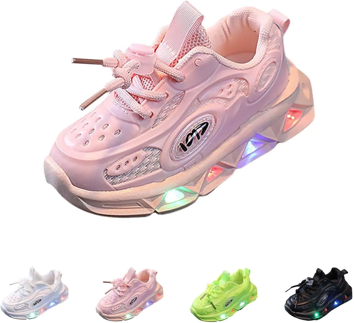 Kids Light Up Shoes Toddler Boys Girls LED Mesh Breathable Lightweight Walking Sneakers Lace Up Luminous Shoes