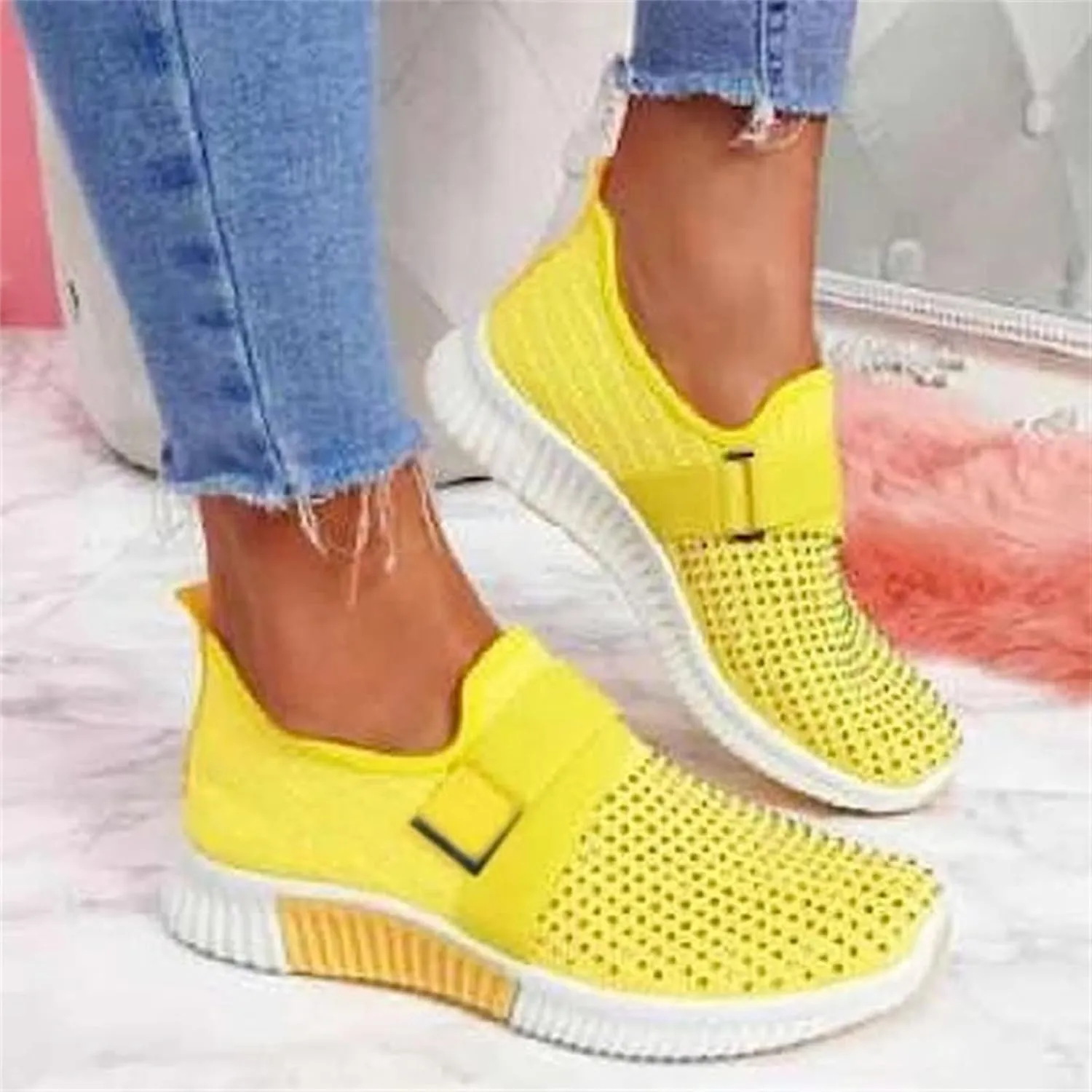 Ladmiple Running Shoes Womens Slip On Fashion Tennis Sport Gym Jogging Walking Comfortable Athletic Fitness Sneakers