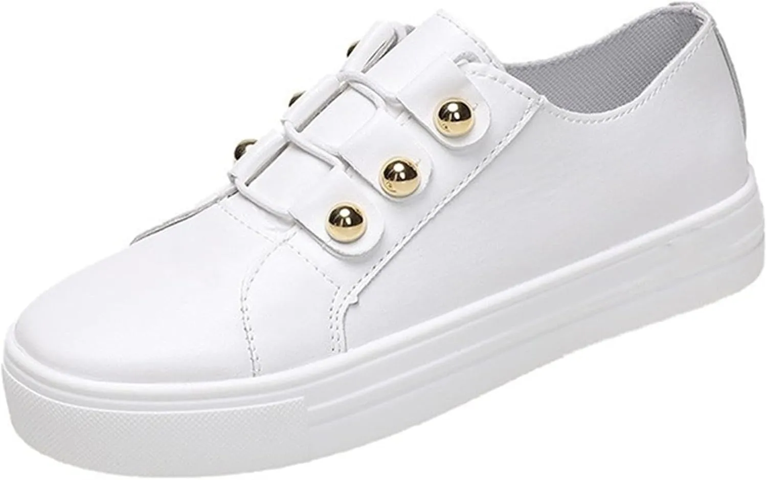 Ladmiple Shoes For Women Dressy Casual Flats PU Leather Shoes Lace Up Comfortable Fashion Slip On Sneakers Walking Loafers
