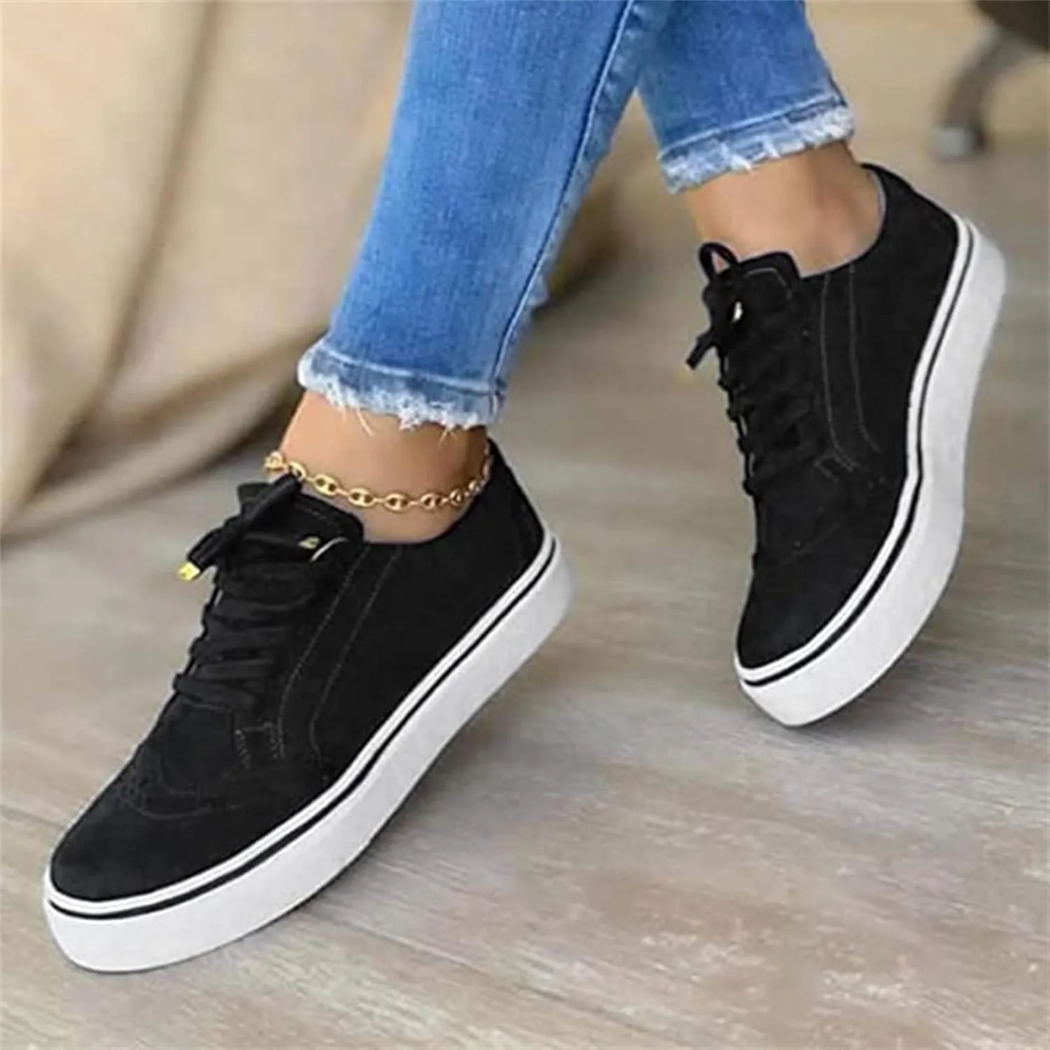 Ladmiple Shoes For Women Sneakers Slip Ons Leather Shoes Fashion Casual Dressy Summer Platform Flats Walking Loafers