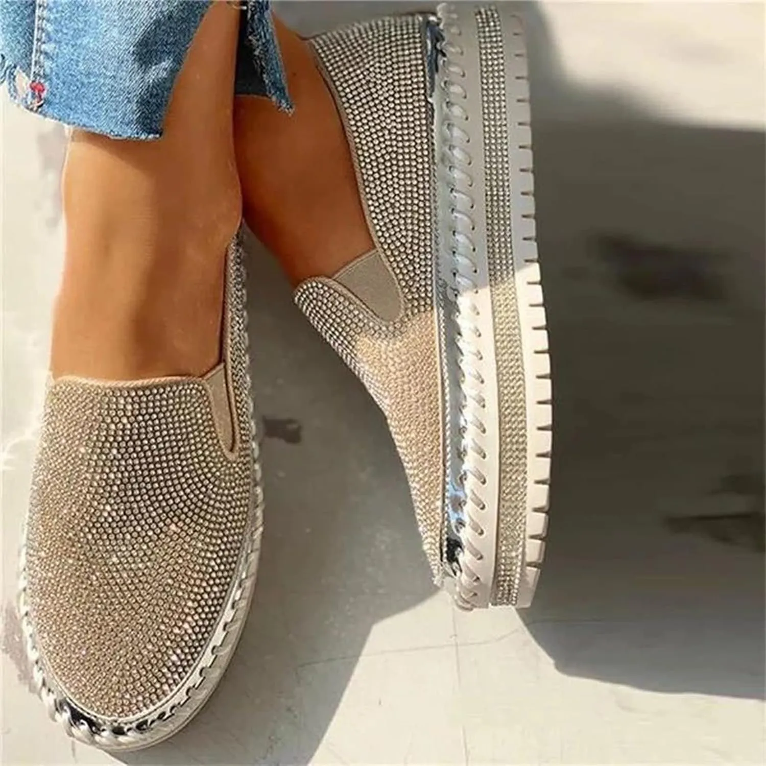 Ladmiple Shoes For Women Sneakers Trendy Lace ups Casual Walking Shoes Summer Fashion Slip On Platform Flats Loafers