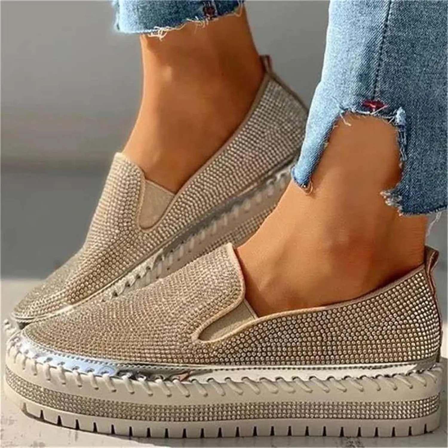Ladmiple Shoes For Women Sneakers Trendy Lace ups Casual Walking Shoes Summer Fashion Slip On Platform Flats Loafers