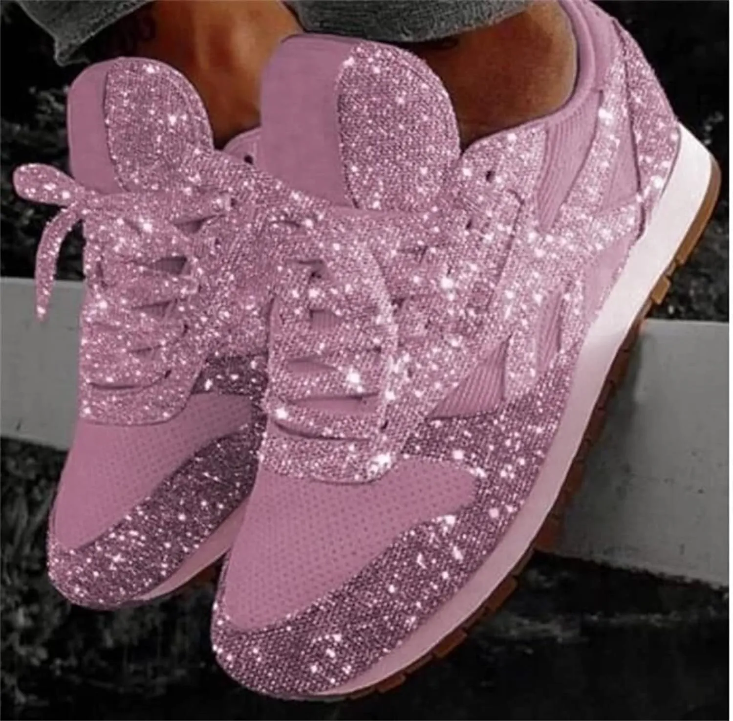 Ladmiple Shoes For Women Sneakers Trendy Lace ups Casual Walking Shoes Summer Fashion Slip On Platform Flats Loafers