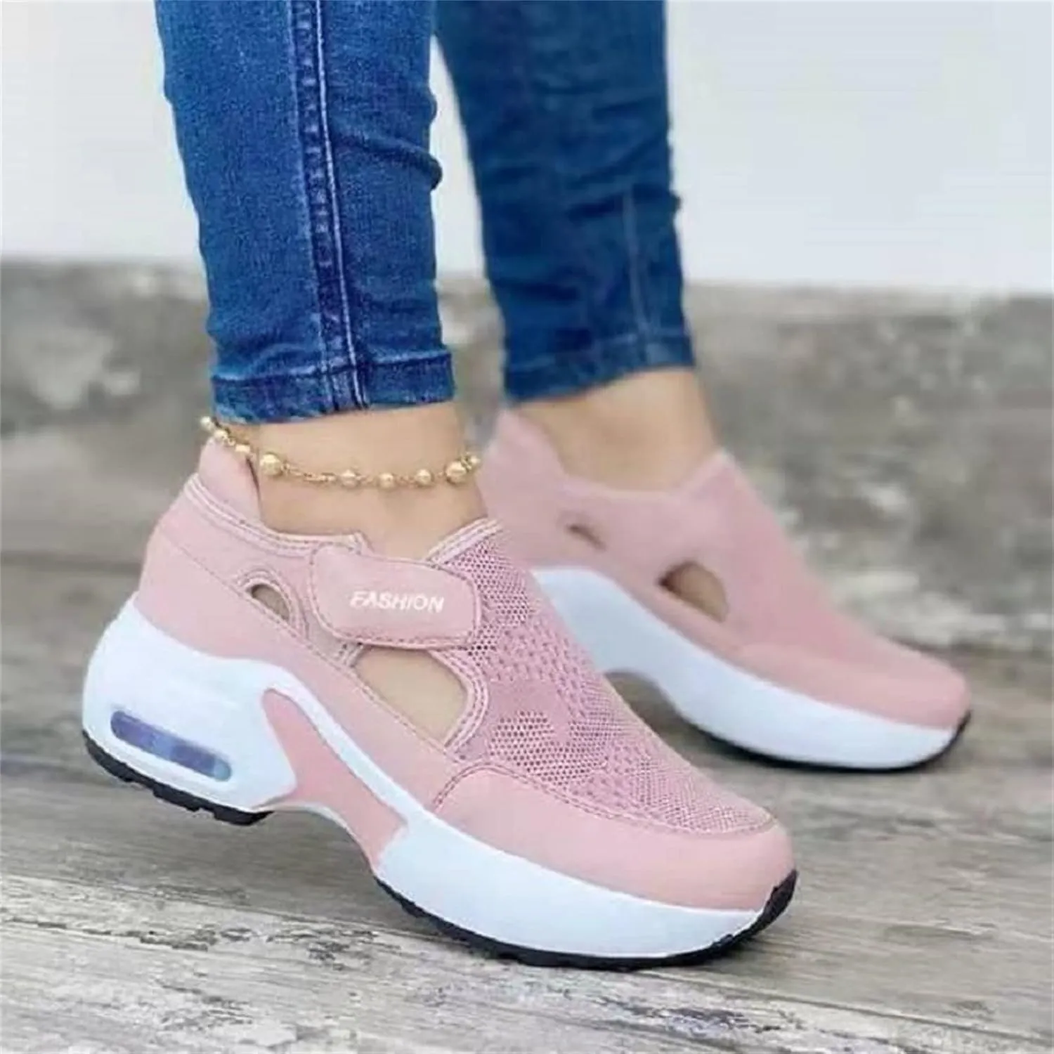 Ladmiple Shoes For Women Sneakers Trendy Slip On Breathe Walking Shoes Fashion Non Slip Platform Running Tennis Shoes