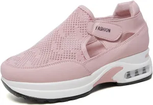 Ladmiple Shoes For Women Sneakers Trendy Slip On Breathe Walking Shoes Fashion Non Slip Platform Running Tennis Shoes