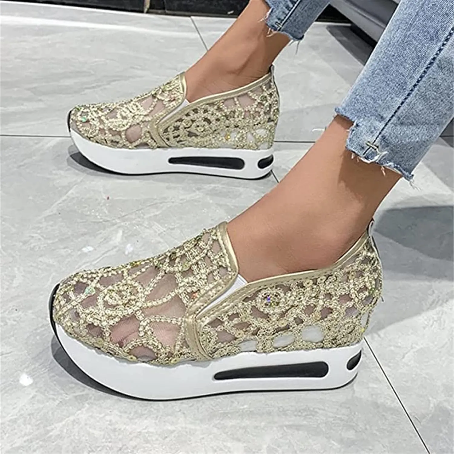 Ladmiple Sneakers For Women Comfortable Shoes Slip On Loafers Platform Shoes Dressy Casual Summer Flats Walking Sneakers