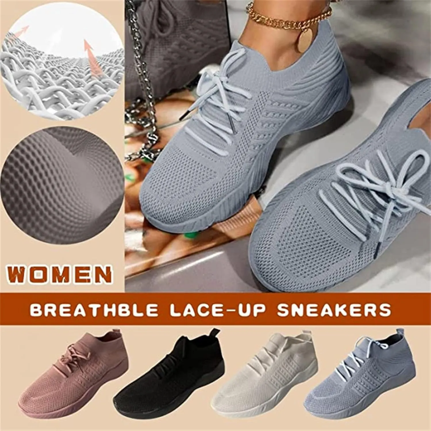 Ladmiple Sneakers For Women Trendy 2025 Slip On Running Shoes Lightweight Tennis Shoes Gym Workout Fashion Mesh Walking Shoes