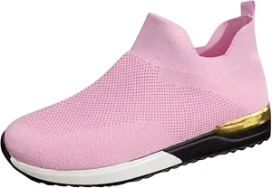 Ladmiple Walking Shoes Women Arch Support Slip On Sneakers Comfort Light Weight Mesh Casual Athletic Tennis Running Sneakers