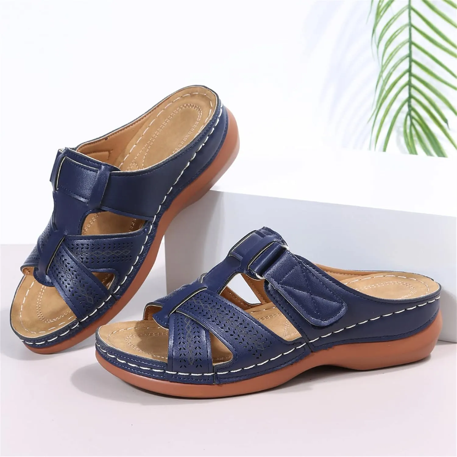 Lausiuoe Comfortable Orthopedic Sandals For Women Dressy Summer Walking Orthotic Flip Flops For Flat Feet with Arch Support