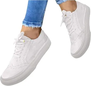 Lausiuoe Shoes For Women Sneakers White Women's Fashion Canvas Shoes Round Toe Lightweight Non-Slip Flat Shoes Classic Casual Fall Soft Comfort Breathable Low Top Walking Sneakers Loafers