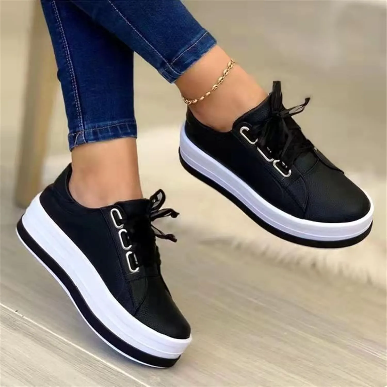 Lausiuoe Sneakers For Women Walking Shoes Comfortable Canvas Sneakers Low Top Fashion Casual Soft Non-Slip Flat Loafers