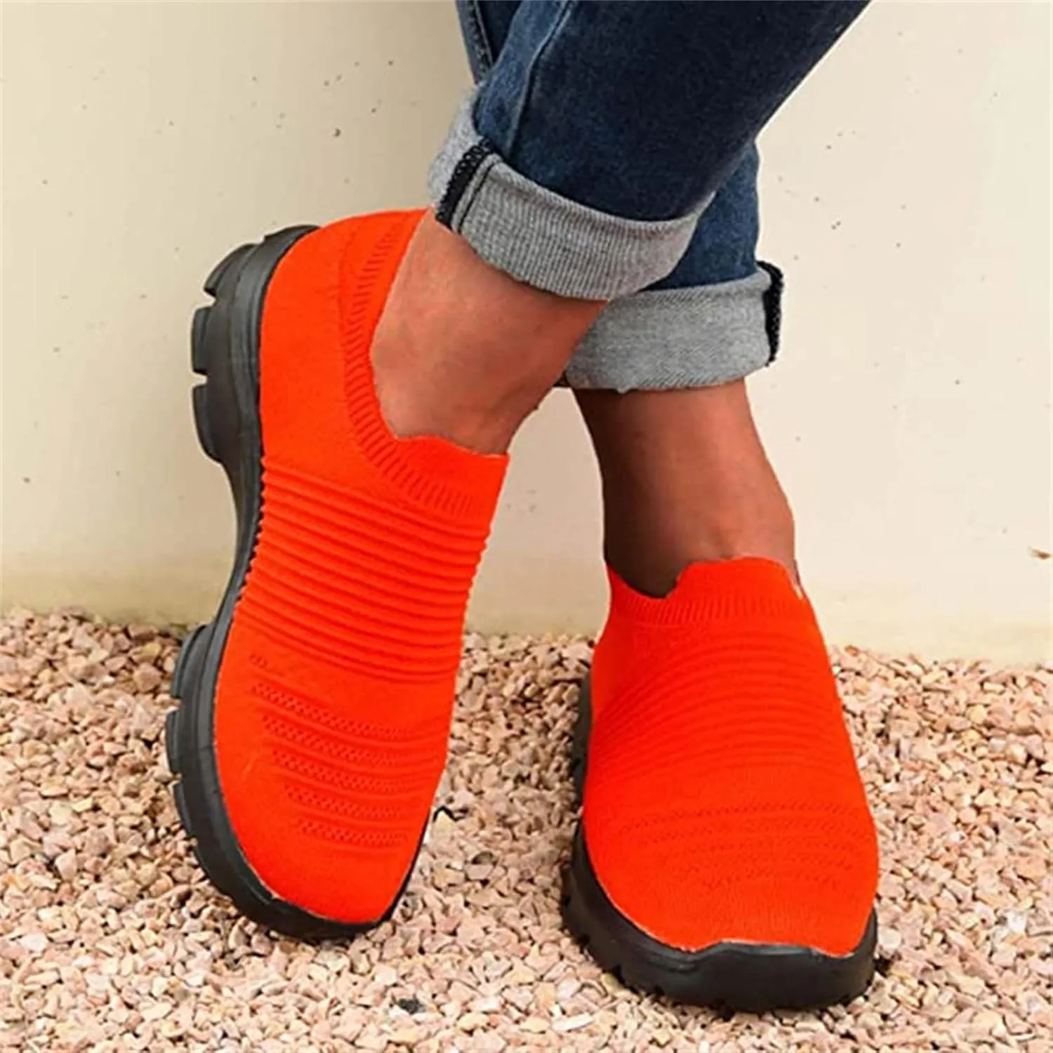 Lausiuoe Sneakers For Women Walking Shoes Comfortable Fashion Lightweight Casual Mesh Slip On Sneakers for Running Gym