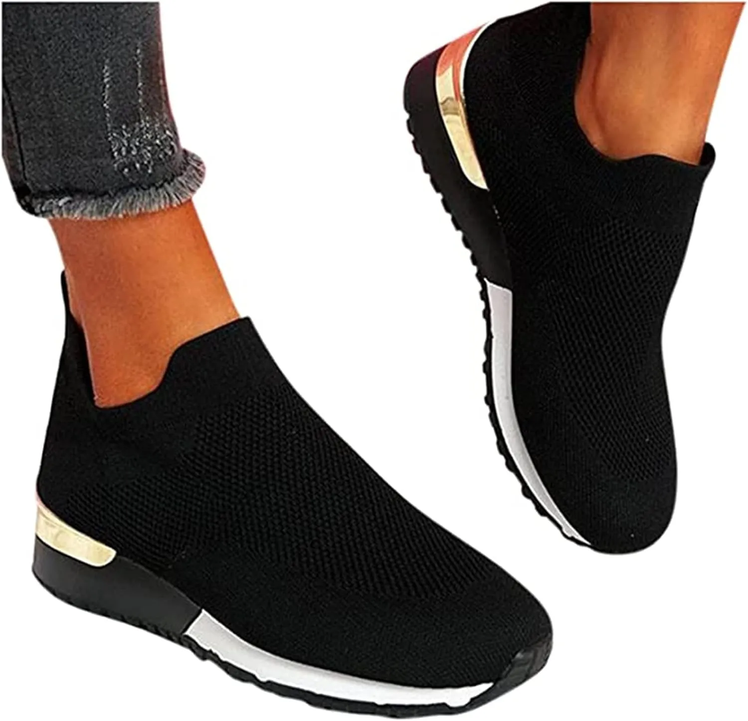 Lausiuoe Sneakers For Women Walking Shoes Slip On Comfort Light Weight Mesh Tennis Shoes Casual Sneakers for Gym Work