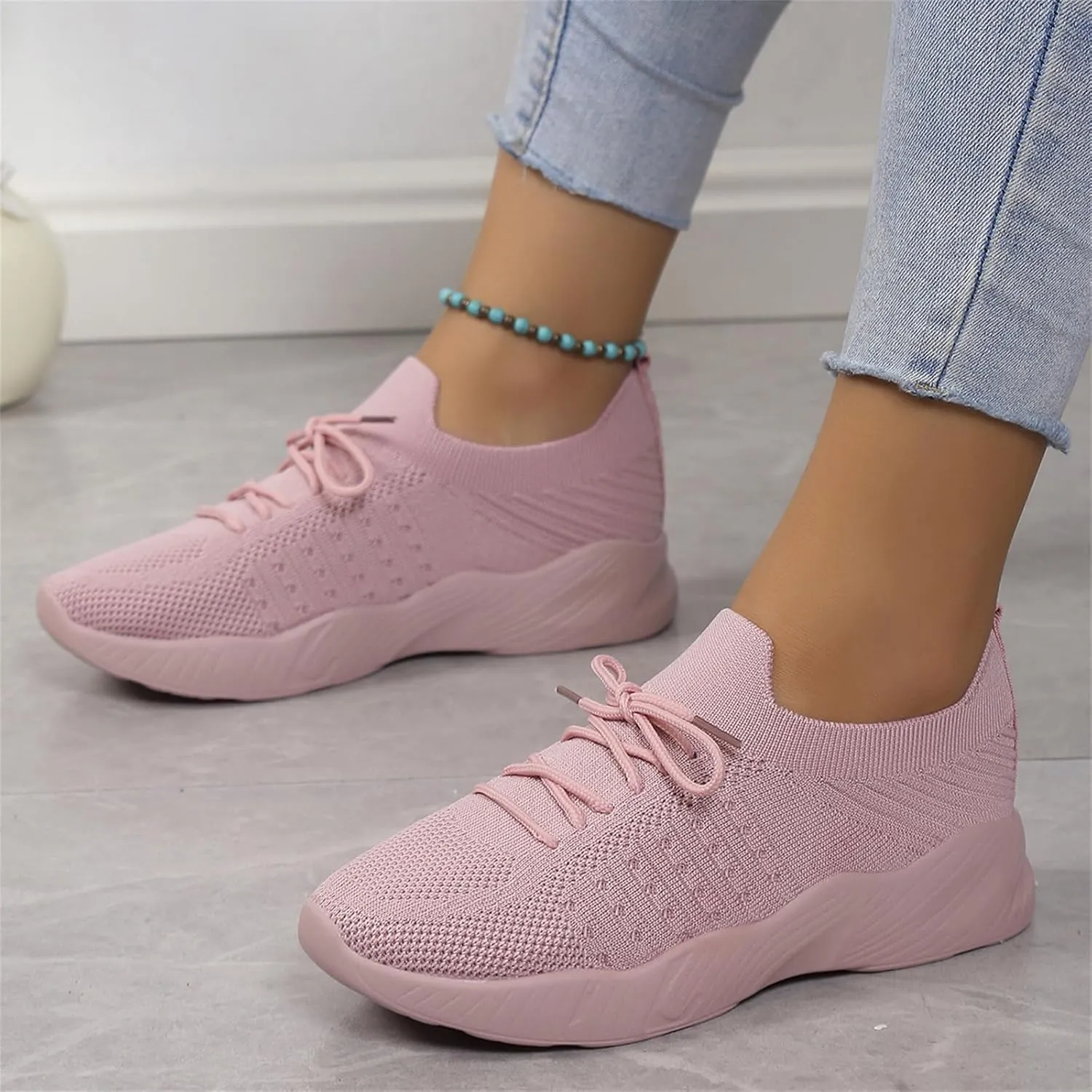Lausiuoe Womens Shoes Casual Slip Ons Athletic Walking Shoes Casual Mesh-Comfortable Tennis Running Gym Fashion Sneakers